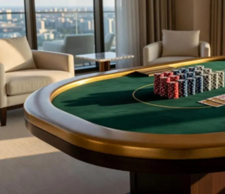 Handcrafted high roller poker tables with sage felt