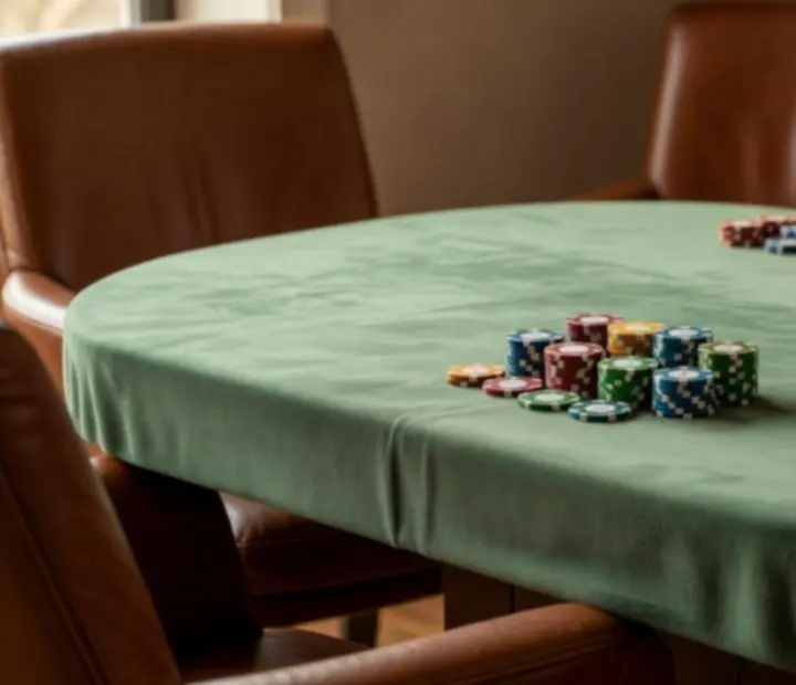Offline poker table atmosphere with chips and cocktails