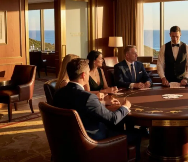 Private high roller poker suite set with cards, chips, and refined table settings